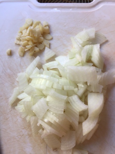cut onions and garlic