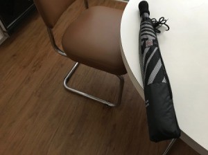 An umbrella given away at a store's grand opening.