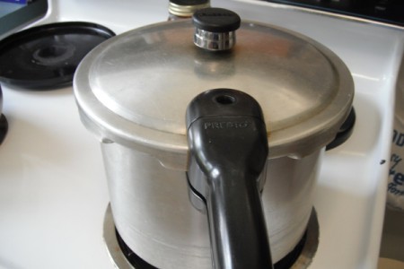pressure cooker on stove