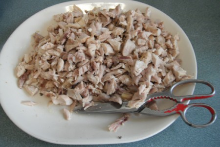 cut chicken on plate