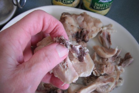 removing chicken from bone