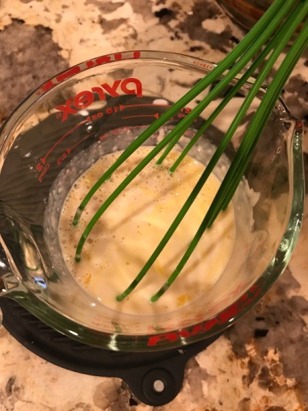 mixing egg and milk