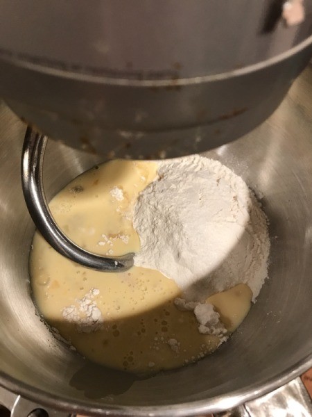 dough hook mixing bread dough