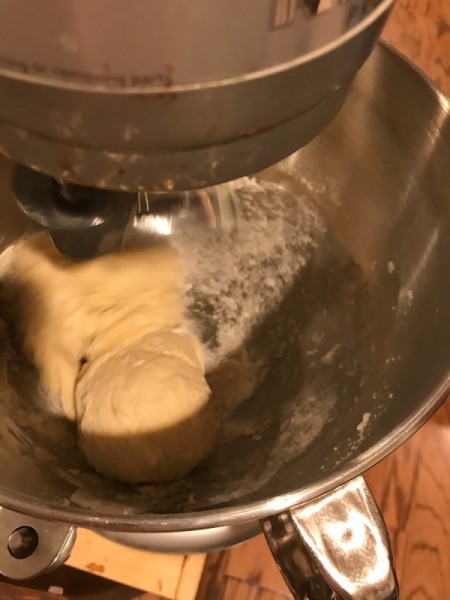 dough hook mixing bread dough