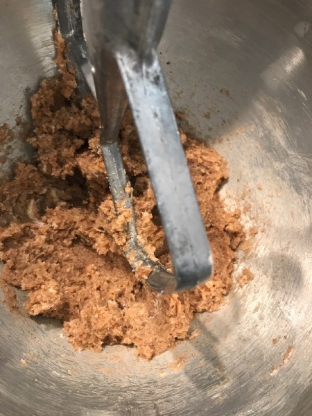 butter and brown sugar in mixer