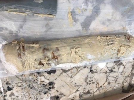 Sticky Bun roll ready to cut