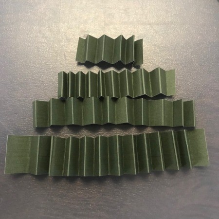 Christmas Tree Holiday Card - tree strips laid out