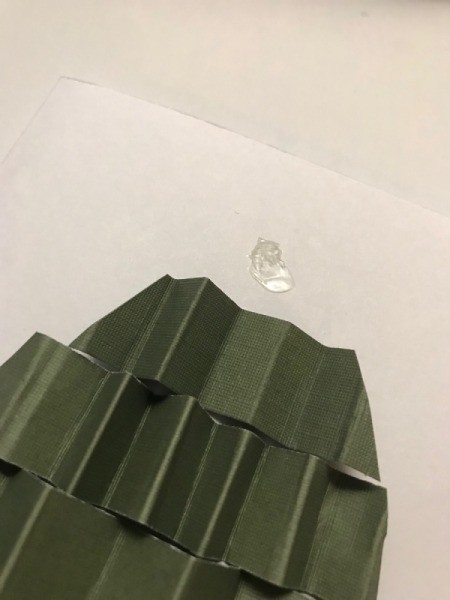 Christmas Tree Holiday Card - close up of a glue dot