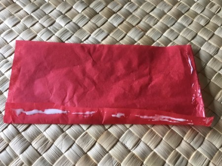 Cardboard Tube Santa Claus Ornament - put glue on folded sections