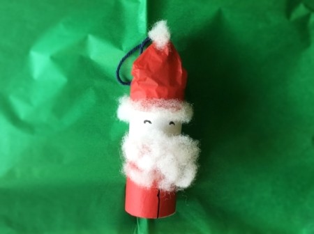Cardboard Tube Santa Claus Ornament - finished Santa ornament