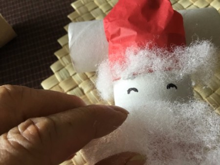 Cardboard Tube Santa Claus Ornament - add cotton