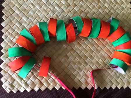 Cardboard Tube Christmas Ring Wreath - leave extra ribbon for bow