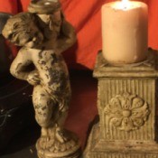 Revamping an Old Statue Lamp - statue next to candle holder