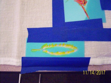 Stenciled Tea Towels or Bags - another stencil with first color