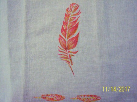 Stenciled Tea Towels or Bags - remove the tape and template