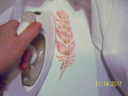 Stenciled Tea Towels or Bags - iron the fabric from the back for 4 minutes