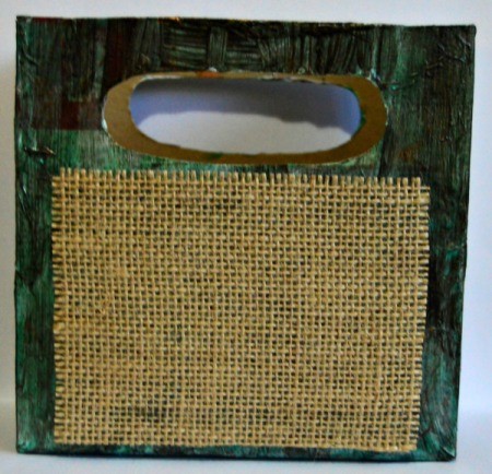 Vintage Star-Studded Christmas Gift Box - center and glue the burlap on