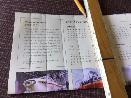 Upcycled Calendar Christmas Wreath - connect the marks to make strips