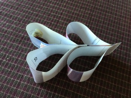 Upcycled Calendar Christmas Wreath - glue the base into the top of each heart