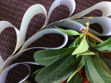 Upcycled Calendar Christmas Wreath - glue on greenery