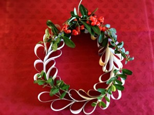 Upcycled Calendar Christmas Wreath - finished wreath