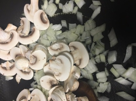 sliced mushrooms with chopped onions