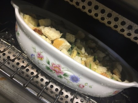 baking dish in oven