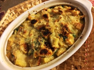 Savory Bread Pudding ready to serve