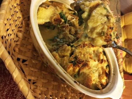 serving Savory Bread Pudding