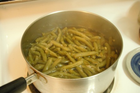 Flavored Greens Beans in pan