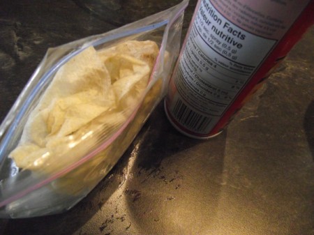 A paper towel that had been used with cooking spray stored in a plastic bag.