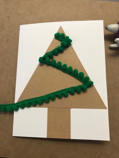 Christmas Tree Card - glue ribbon garland onto tree