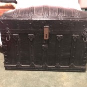 Value of Vintage Black Humpback Steamer Trunk - frontal view of a steamer trunk