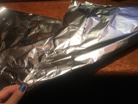 shaping cornucopia form with foil