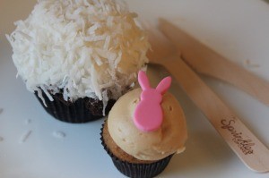 A large and small cupcake as part of a promotion.