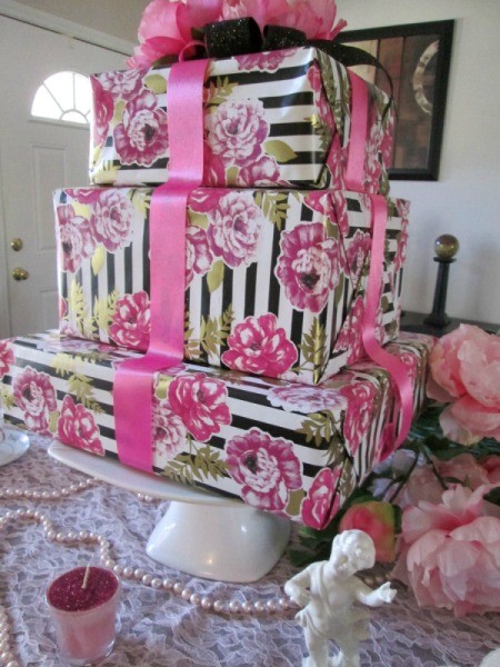 Recycled Boxes as Festive Centerpieces - floral stack