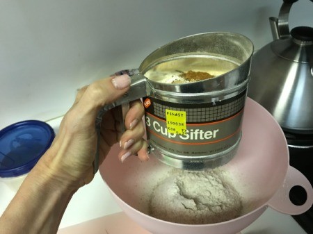 sifting dry ingredients