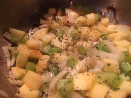 cooked apple, onion and celery with added herbs