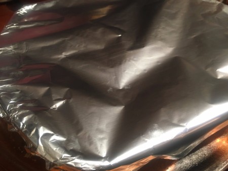 Bacon Apple Stuffing covered with foil