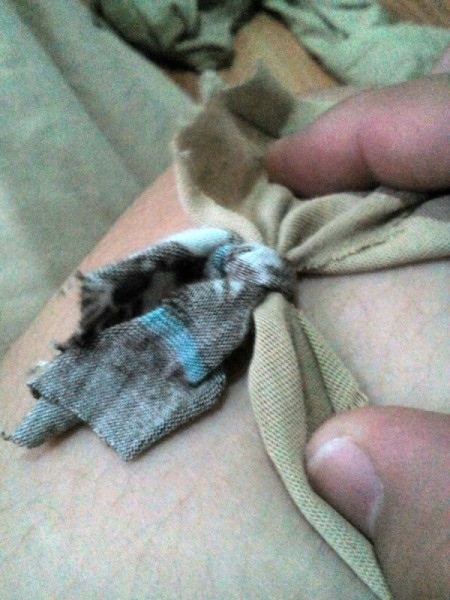 Handcrafted Rag Made From Old Shirts - tie 2 long strips together using shorter pieces