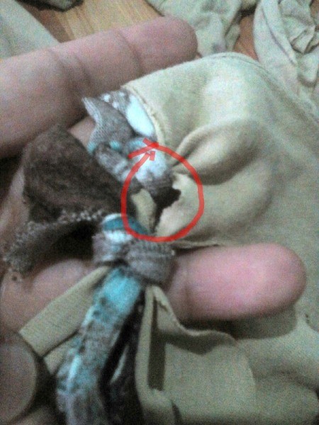 Handcrafted Rag Made From Old Shirts - space between two strips