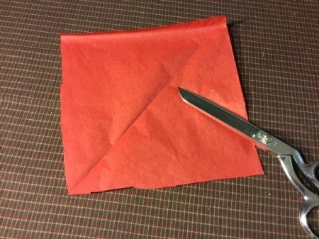 Thrifty Holiday Gift Wrapping - cut a tissue paper square