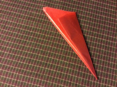 Thrifty Holiday Gift Wrapping - fold pointed tip in and upward