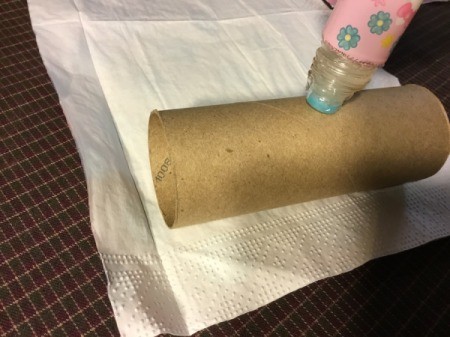 Thrifty Holiday Gift Wrapping - add glue to outside of tube