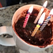 Chocolate Chip Cake in Mug With Frosting