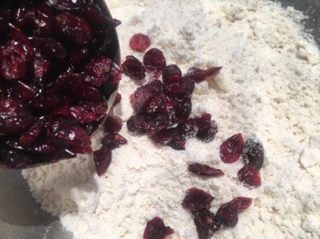Cranberries added to butter and flour