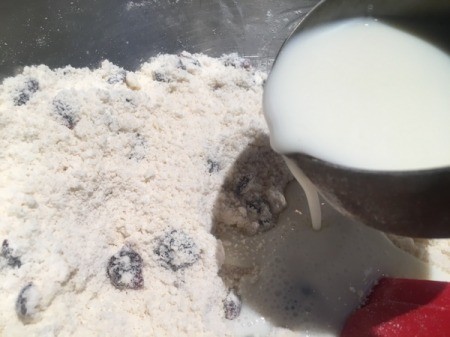 Eggnog added to flour