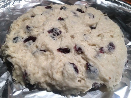 forming flattened ball of dough