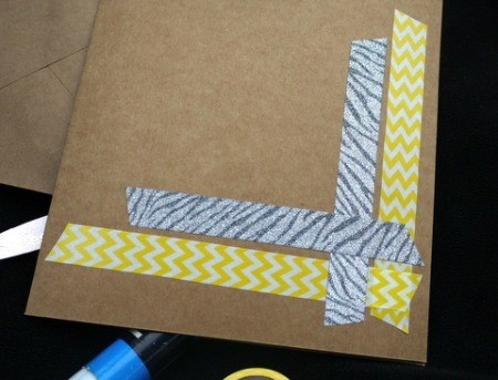 Handcrafted Greeting Card with Stickers and Tape - repeat along the bottom