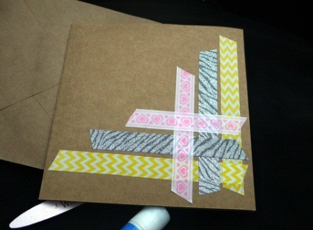 Handcrafted Greeting Card with Stickers and Tape - repeat along the right edge with a third piece of tape